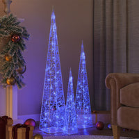 cones lumineux decoratifs a led acrylique bleu 60x90x120 cm usb 6090120 cm 1 | jardinna