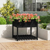 jardiniere bois massif pin etagere noir 82 x 82 x 81 cm 1 | jardinna