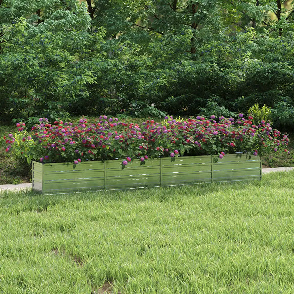 Lit Surélevé De Jardin En Acier Galvanisé Gris- Multifonctionnel
