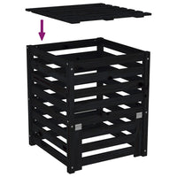 Composteur Noir 63,5X63,5X77,5 Cm Bois Massif De Pin