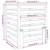 Composteur Noir 63,5X63,5X77,5 Cm Bois Massif De Pin