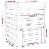 Composteur Noir 63,5X63,5X77,5 Cm Bois Massif De Pin