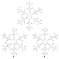 Flocons De Neige De Noël Avec Led 3 Pcs Blanc Chaud