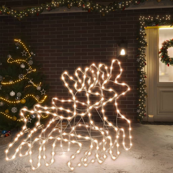 Rennes De Noël Avec Led 3 Pcs Blanc Chaud 57X55X4,5 Cm