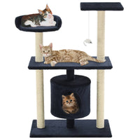 arbre a chat felix base 95 griffoirs jouet suspendu bleu fonce | jardinna