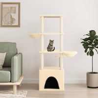 arbre a chat luxcat midi 147 griffoirs sisal creme | jardinna