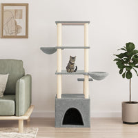 arbre a chat luxcat midi 147 griffoirs sisal gris clair | jardinna