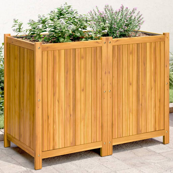 bac a fleurs acacia massif sac non tisse drainage 100 x 50 x 75 cm 1 | jardinna