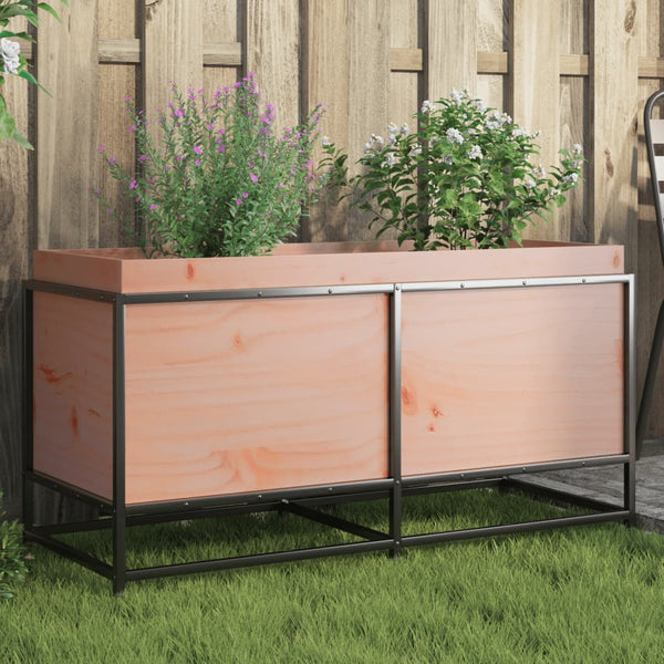 bac a fleurs bois pieds structure acier durable bois massif douglas 100 x 40 x 50 cm 1 | jardinna