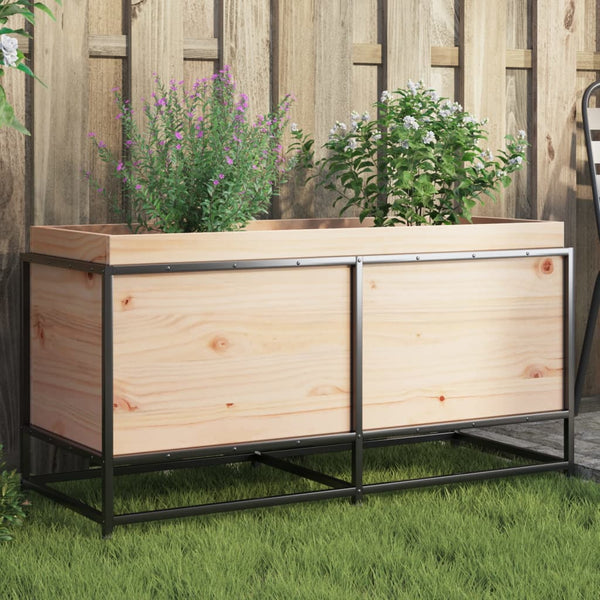 bac a fleurs bois pieds structure acier durable bois massif pin 100 x 40 x 50 cm 1 | jardinna