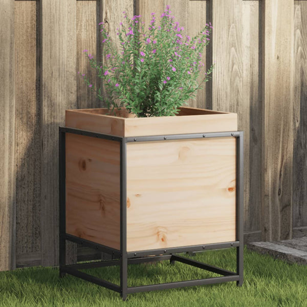 bac a fleurs bois pieds structure acier durable bois massif pin 40 x 40 x 50 cm 1 | jardinna