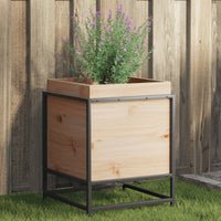 bac a fleurs bois pieds structure acier durable bois massif pin 40 x 40 x 50 cm 1 | jardinna