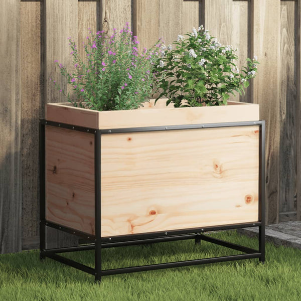 bac a fleurs bois pieds structure acier durable bois massif pin 60 x 40 x 50 cm 1 | jardinna