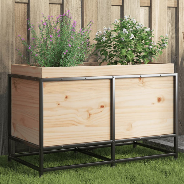 bac a fleurs bois pieds structure acier durable bois massif pin 80 x 40 x 50 cm 1 | jardinna