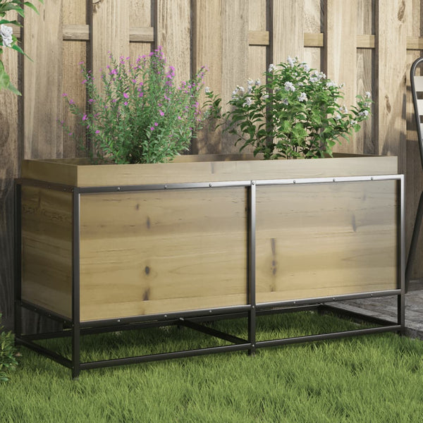 bac a fleurs bois pieds structure acier durable pin impregne 100 x 40 x 50 cm 1 | jardinna
