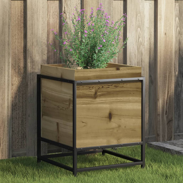 bac a fleurs bois pieds structure acier durable pin impregne 40 x 40 x 50 cm 1 | jardinna