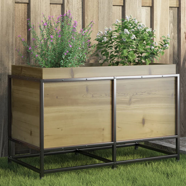 bac a fleurs bois pieds structure acier durable pin impregne 80 x 40 x 50 cm 1 | jardinna