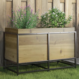 bac a fleurs bois pieds structure acier durable pin impregne 80 x 40 x 50 cm 1 | jardinna