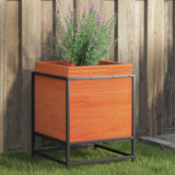 bac a fleurs bois pieds structure acier durable pin marron cire 40 x 40 x 50 cm 1 | jardinna