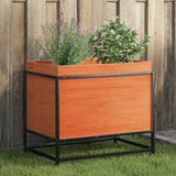 bac a fleurs bois pieds structure acier durable pin marron cire 60 x 40 x 50 cm 1 | jardinna