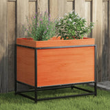 bac a fleurs bois pieds structure acier durable pin marron cire 60 x 40 x 50 cm 1 | jardinna