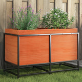 bac a fleurs bois pieds structure acier durable pin marron cire 80 x 40 x 50 cm 1 | jardinna