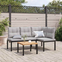 banc jardin 3 pcs acier coussins confortables gris clair 1 | jardinna