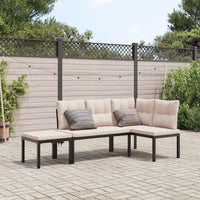 banc jardin confortable coussins epais acier robuste 4 pcs taupe sans table 1 | jardinna