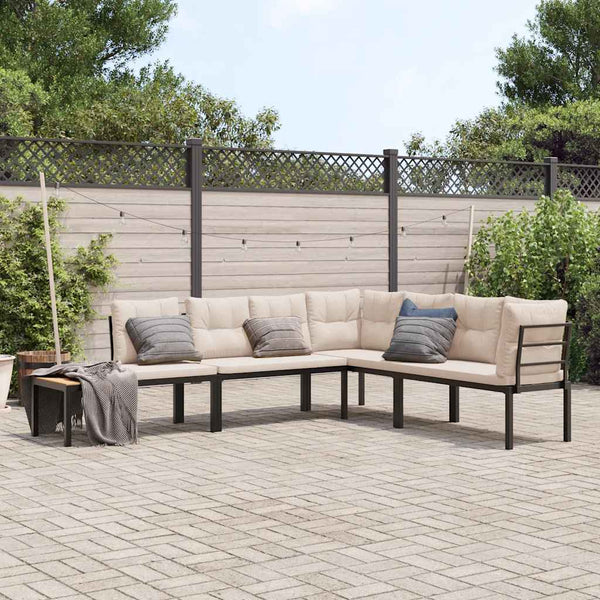 banc jardin coussins confortables acier resistant 4 pcs taupe sans table 1 | jardinna