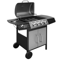 barbecue a gaz 4 1 zone cuisson acier inoxydable noir argente 1 | jardinna