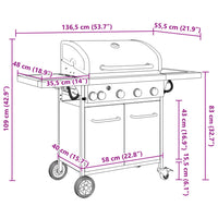barbecue a gaz noir acier enduit poudre gamme pro 11 | jardinna
