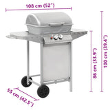 barbecue gaz 2 zones cuisson acier argente 11 | jardinna