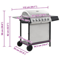 barbecue gaz 6 zones cuisson inox argente 11 | jardinna