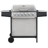 barbecue gaz 6 zones cuisson inox argente 2 | jardinna