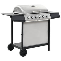 barbecue gaz 6 zones cuisson inox argente 3 | jardinna
