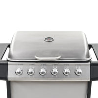 barbecue gaz 6 zones cuisson inox argente 7 | jardinna
