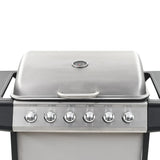 barbecue gaz 6 zones cuisson inox argente 7 | jardinna