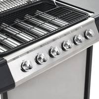 barbecue gaz 6 zones cuisson inox argente 8 | jardinna