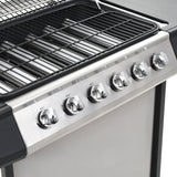 barbecue gaz 6 zones cuisson inox argente 8 | jardinna