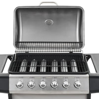 barbecue gaz 6 zones cuisson inox argente 9 | jardinna