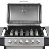 barbecue gaz 6 zones cuisson inox argente 9 | jardinna