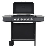 barbecue gaz 6 zones cuisson inox argente noir 1 | jardinna