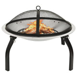 barbecue portable brasero 2 1 acier argent | jardinna