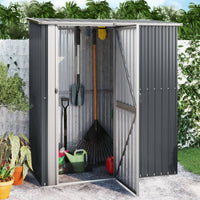 cabane jardin acier galvanise a aspect bois anthracite | jardinna