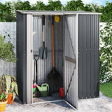 cabane jardin acier galvanise a aspect bois anthracite | jardinna