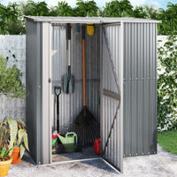 cabane jardin acier galvanise a aspect bois gris | jardinna