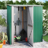 cabane jardin acier galvanise a aspect bois vert | jardinna