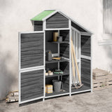 cabane jardin bois massif rangement doutils gris | jardinna