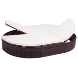 chaise longue deux places confortable exterieur marron | jardinna