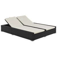 chaise longue double jardin confortable resistante noir | jardinna